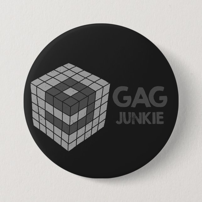 9gag junkie logo in cube 3 inch round button (Front)