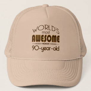 9oth Birthday Celebration World's Best in Brown Trucker Hat