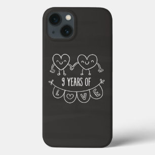 9th Anniversary Gift Chalk Hearts iPhone 13 Case