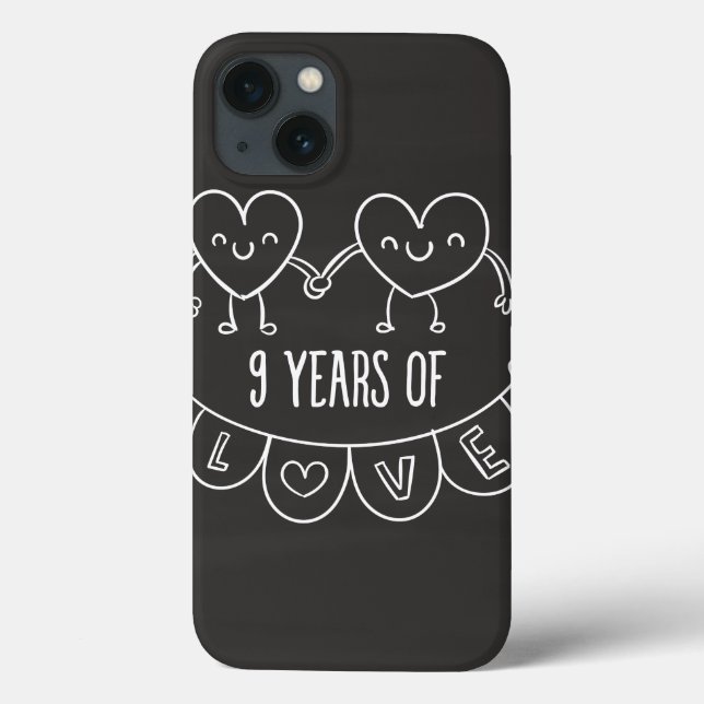 9th Anniversary Gift Chalk Hearts Case-Mate iPhone Case (Back)