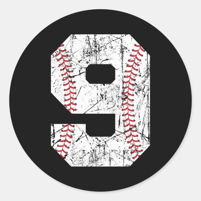 9Th Baseball 9 Ninth Classic Round Sticker (Front)