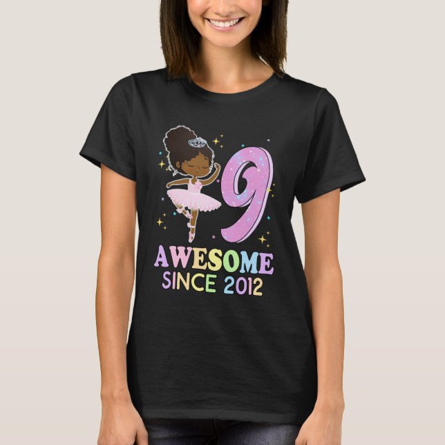 9th Bday Awesome Since 2012 Melanin Pride African  T-Shirt (Front)