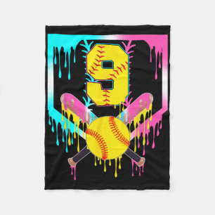 9th Bday Softll Home Plate Drip Ice Cream 9 Year O Fleece Blanket