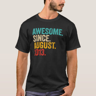 9th Birthday 9 Year Old Boy Awesome Since August T-Shirt