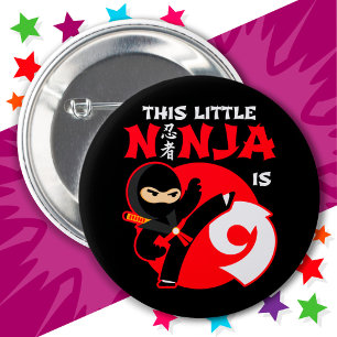 9th Birthday 9 Year Old Kids Party Little Ninja 9 2 Inch Round Button