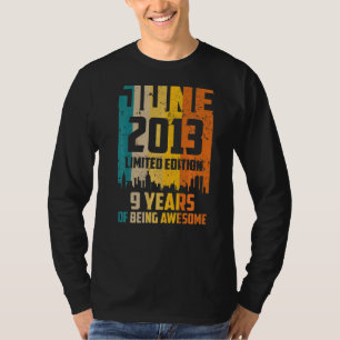 9th Birthday 9 Years Awesome Since June 2013 Vinta T-Shirt