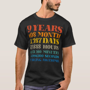 9th Birthday  9 Years of Being Awesome Tshirt Bday