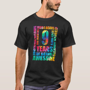 9th Birthday 9 Years Old Tie Dye Hippie 108 Months T-Shirt