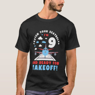 9th Birthday Airplane Take off 9 Bday Boys Kids Fu T-Shirt
