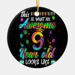 9th Birthday Awesome 9 Year Old Looks Like Ceramic Ornament