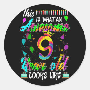 9th Birthday Awesome 9 Year Old Looks Like Classic Round Sticker