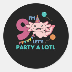9th Birthday Axolotl Nine Year Old Cute Axolotls Classic Round Sticker