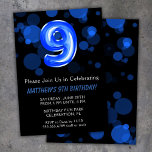 9th Birthday Balloons Kids Blue Boy Party Invitation<br><div class="desc">9th birthday balloons kids boy blue party 9th birthday party invitation for a 9 year old boy with modern script writing and fun blue foil balloons.</div>