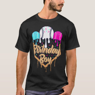 9Th Birthday Baseball Ice Cream Drip Sprinkles 9 T-Shirt