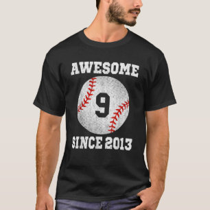 9th Birthday Baseball Player 9 Years Old Vintage R T-Shirt