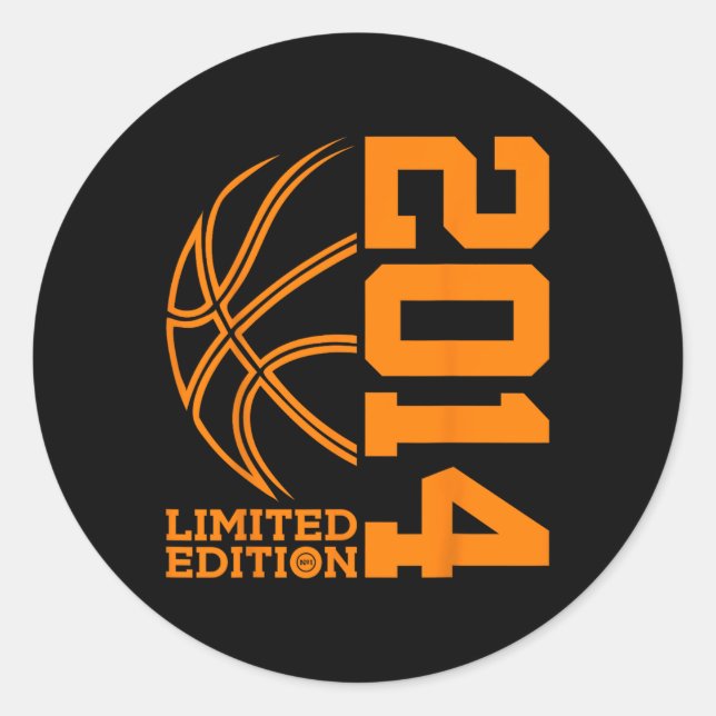 9th BIRTHDAY BASKETBALL LIMITED EDITION 2014  Classic Round Sticker (Front)