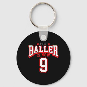 9th Birthday Basketball Lover 9 Years Old Bday Keychain