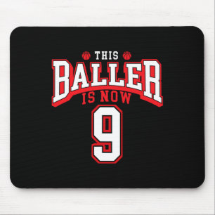 9th Birthday Basketball Lover 9 Years Old Bday Mouse Pad