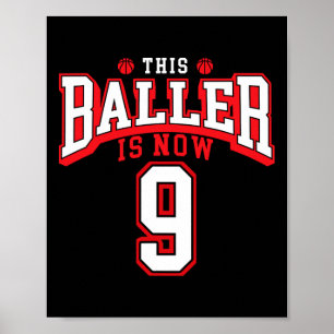 9th Birthday Basketball Lover 9 Years Old Bday Poster
