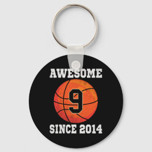 9th Birthday Basketball Lover 9 Years Old Vintage  Keychain