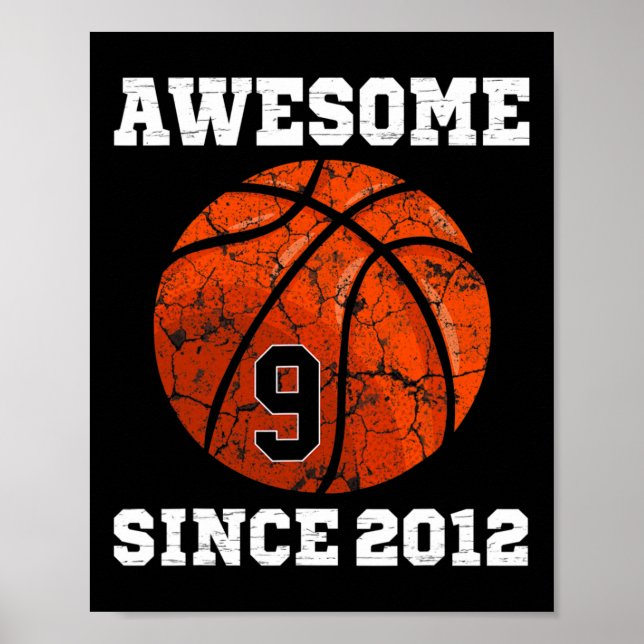 9th Birthday Basketball Lover Gift 9 Years Old Vin Poster (Front)