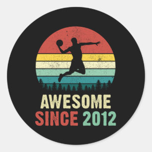 9th Birthday Basketball Lovers Awesome Since 2012 Classic Round Sticker