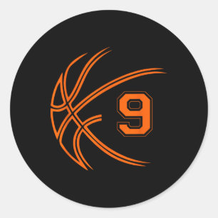 9th Birthday Basketball Nine 9 Years Old Boys Kids Classic Round Sticker