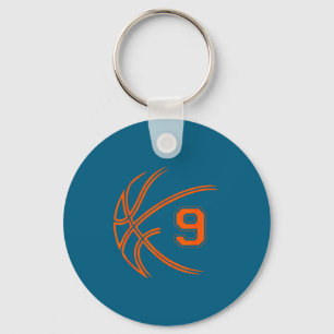 9th Birthday Basketball Nine 9 Years Old Boys Kids Keychain