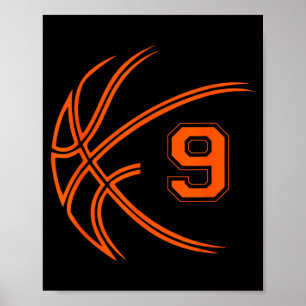 9th Birthday Basketball Nine 9 Years Old Boys Kids Poster