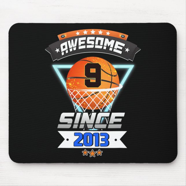 9th Birthday  Basketball Player 9 Years Old Boy Gi Mouse Pad (Front)