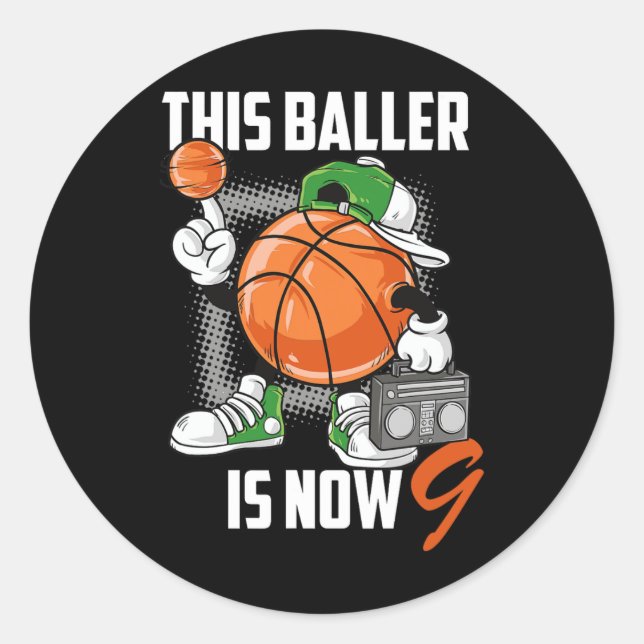 9th Birthday Basketball Player Fun 9 Years Old Kid Classic Round Sticker (Front)