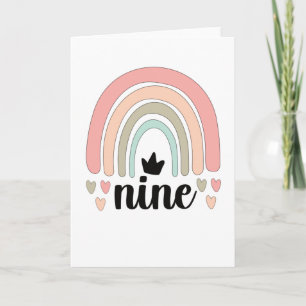 9th Birthday Boho Rainbow Party Kids 9 Years Old Card