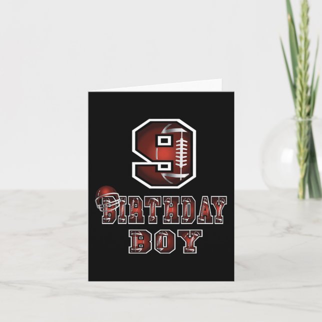 9th Birthday Boy 9 Years Old Football Lover Theme  Card (Front)