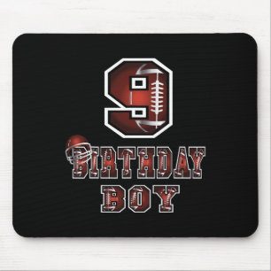 9th Birthday Boy 9 Years Old Football Lover Theme Mouse Pad