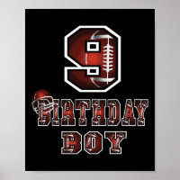 9th Birthday Boy 9 Years Old Football Lover Theme 