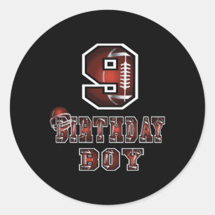 9th Birthday Boy 9 Years Old Footbyll Lover Theme  Classic Round Sticker