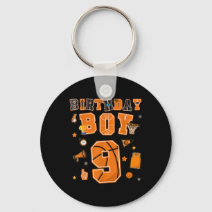 9th Birthday Boy 9 Yr Basketball Party Nine Years Keychain