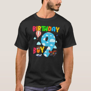 9th Birthday Boy Airplane Pilot 9 Years Old Helico T-Shirt