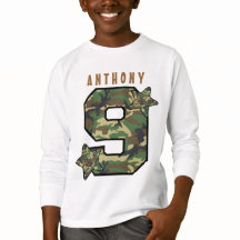 9th Birthday Boy Camo and Stars Custom Name V01J