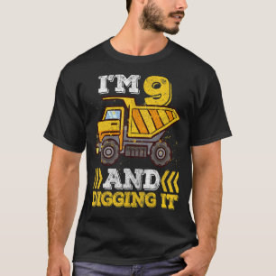 9th Birthday Boy I'm 9 And Digging It Truck T-Shirt