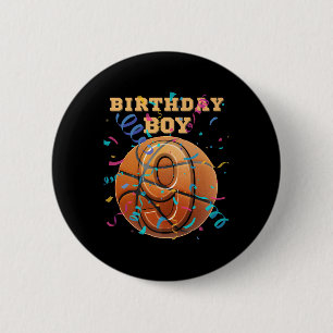 9th Birthday Boy Nine 9 Years Old Basketball Playe 2 Inch Round Button