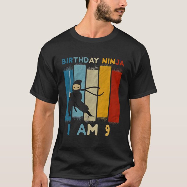 9Th Birthday Boy Ninja Lover 9 Year Old Funny B-Da T-Shirt (Front)
