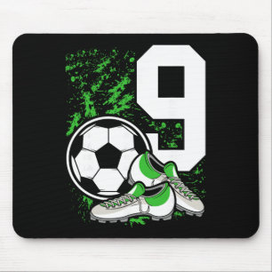 9th Birthday Boys 9 Years Soccer Footll Player Bir Mouse Pad