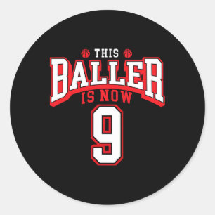 9th Birthday Bysketbyll Lover 9 Years Old Bday Classic Round Sticker