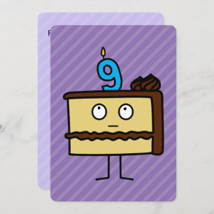 9th Birthday Cake with Candles Invitation