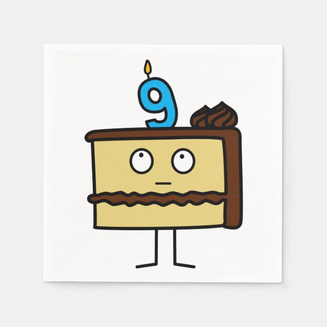 9th Birthday Cake with Candles Napkin (Front)
