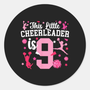 9th Birthday Cheer Girl Nine Year Old Cheerleader Classic Round Sticker