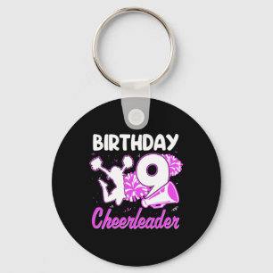 9th Birthday Cheerleader Girl 9 Years Old Cheerlea Keychain