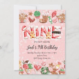 9th Birthday Christmas Party Invitation
