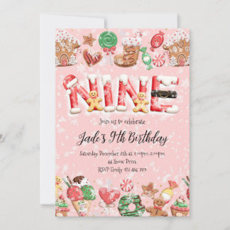 9th Birthday Christmas Party Invitation
